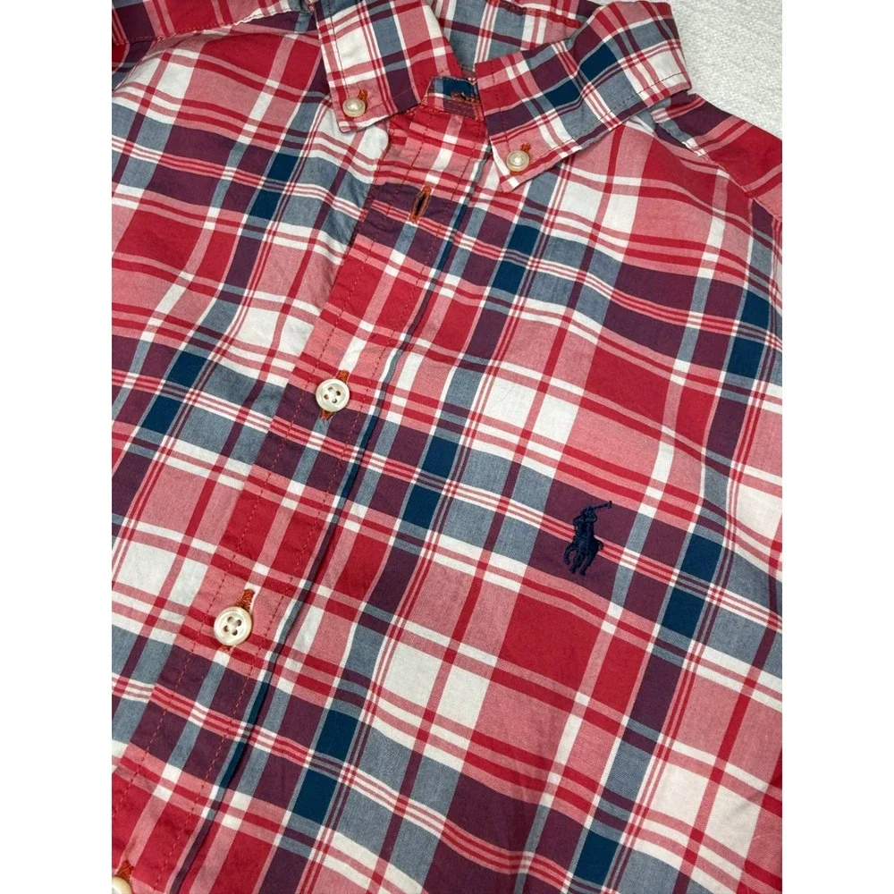 Ralph Lauren Kids Plaid Button Down‎ Shirt Size M (10-12) Red Blue